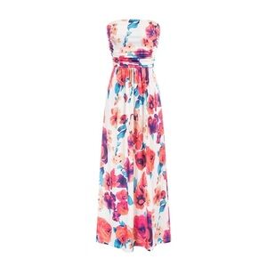 Grace Karin Strapless Floral Maxi Dress - Pink and Blue
